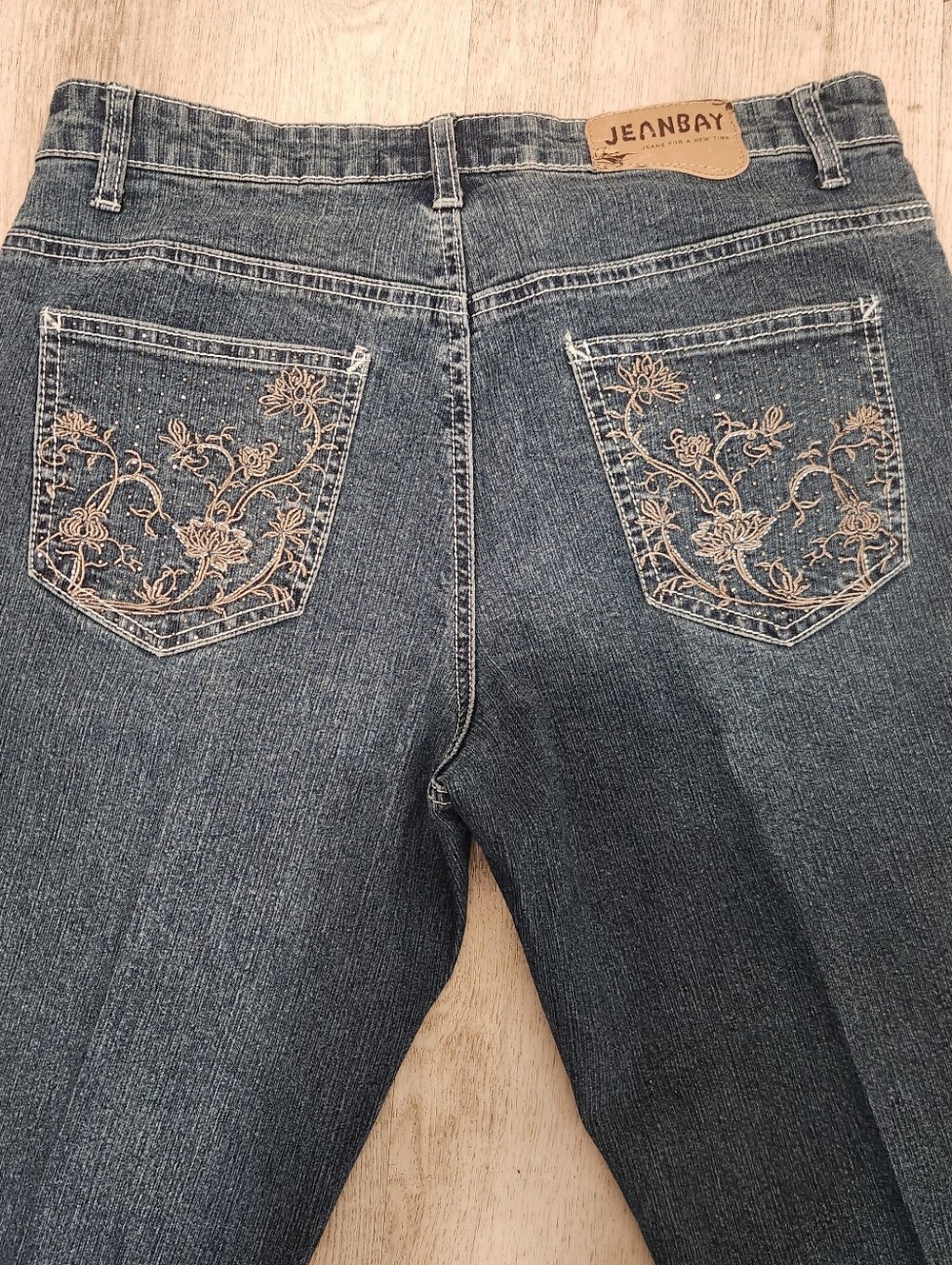 Flared Dark Blue Embroidered Women’s Jeans